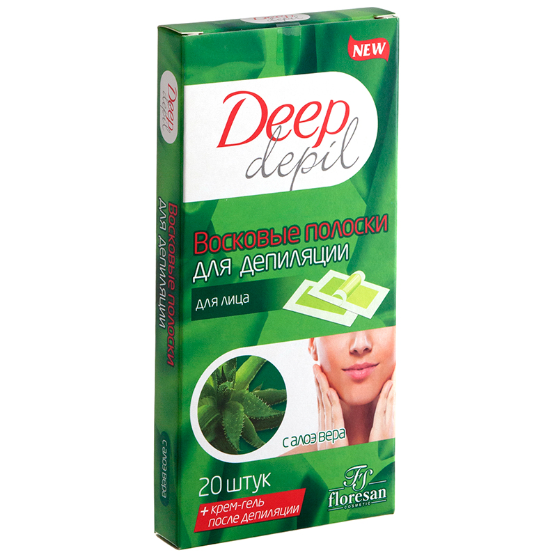 Упаковка полосок для лица Deep depil с алоэ вера
