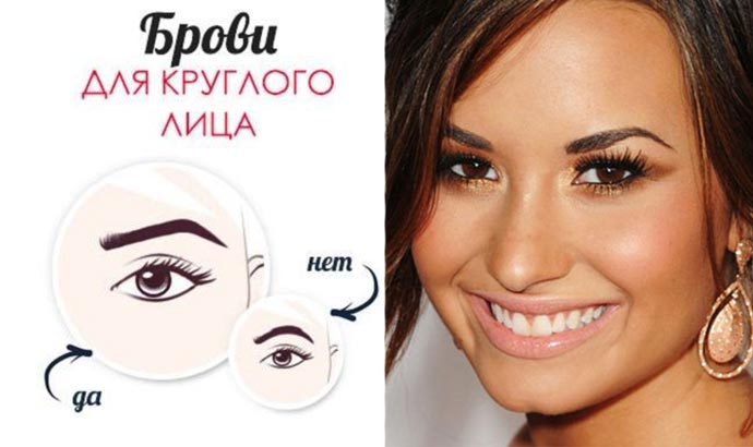 Подходящая форма бровей для круглого лица