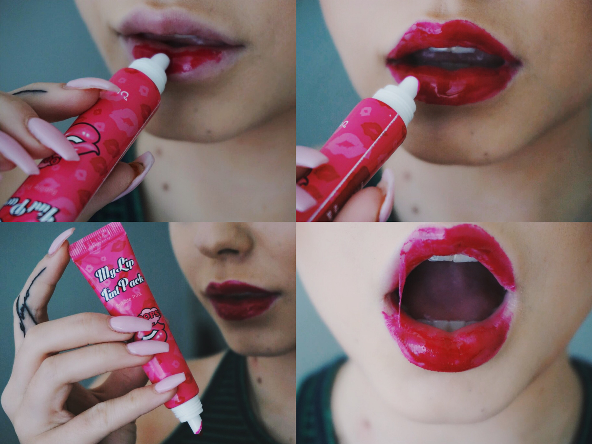 Нанесение тинта Oops My Lip Tint Pack от Berrisom
