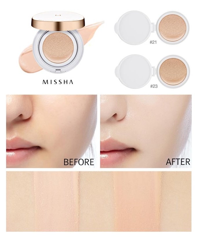 Оттенки кушона M Magic Cushion Moisture от Missha