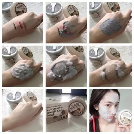 Применение Carbonated Bubble Clay Mask Milky Piggy от Elizavecca