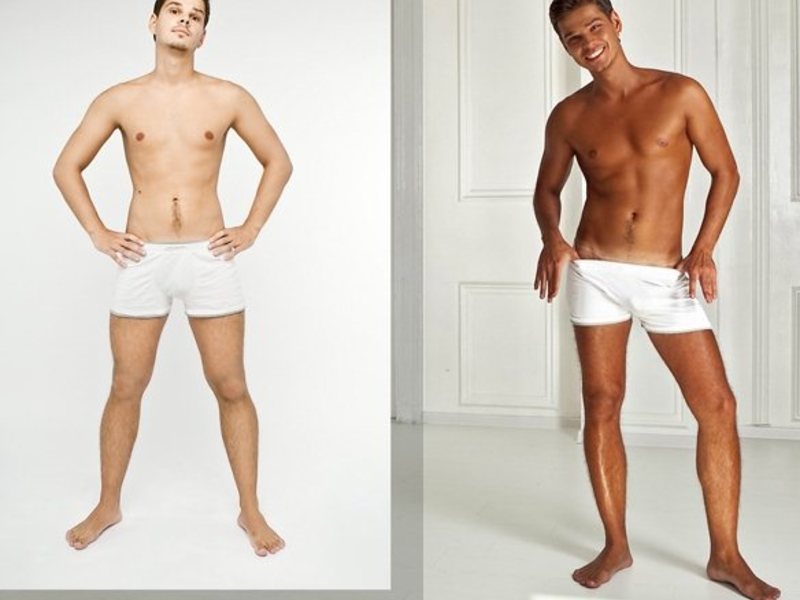 Мужчина до и после солярия