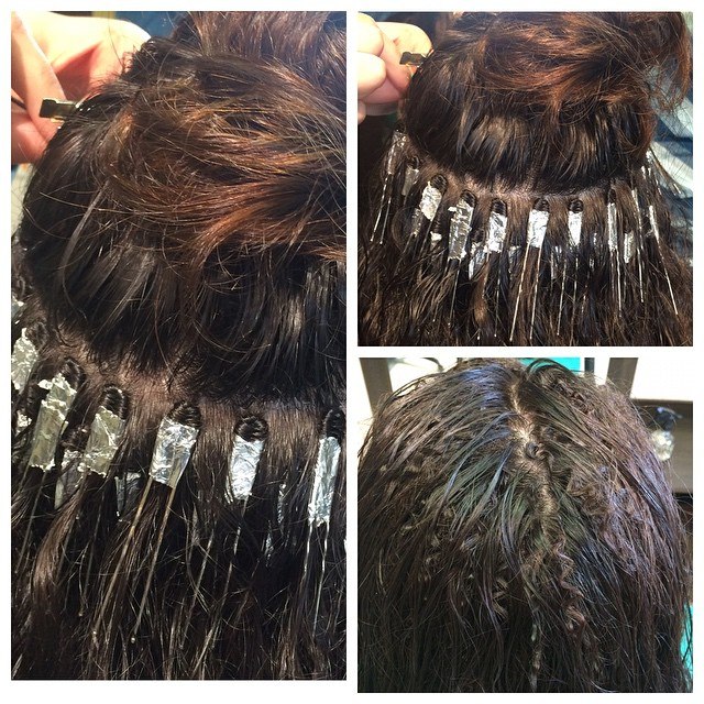 Процесс накручивания волос на шпильки